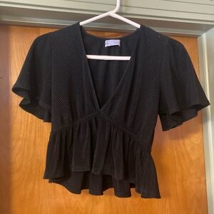 Black Ribbed Cropped Urban Outfitters Top with Bell Sleeves Size Medium